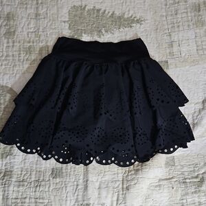 Aerie Black Eyelet Skater Skirt